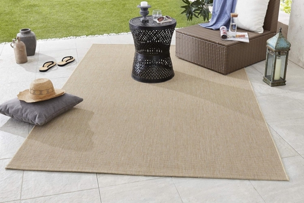 NORTHRUGS In- und Outdoor Teppich Match 240x340 cm - Wetterfest Modern Plain Allover Unifarben Design Teppich für Balkon Terrasse Garten Wintergarten Wohnzimmerteppich Wasserfest in Beige