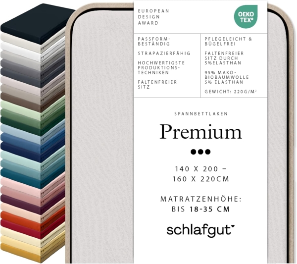 Schlafgut Spannbettlaken Premium, Mako-Zwirn-Jersey, Gummizug: rundum, (1 Stück), nachhaltige Zero Waste Verpackung