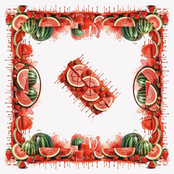 PETTI Artigiani Italiani - Zubehör für Küchentextilien, Moderne Mitteldecke 90x90 cm aus Mikrofaser, Elegante Mitteldecke mit Digitaldruck, Wassermelonen, 100% Made in Italy Bild 3