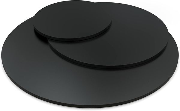 Dekor Spanplatte 19mm Tischplatte rund melaminharzbeschichtet schwarz mit ABS Kante Umleimer - Größe 140 x 140 cm - Höhe 1,9 cm - Farbe Vulkanschwarz