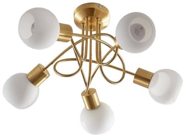 Lindby Deckenleuchten Elaina, Glas Gold / Messing IP20, 5 x 5 W LED