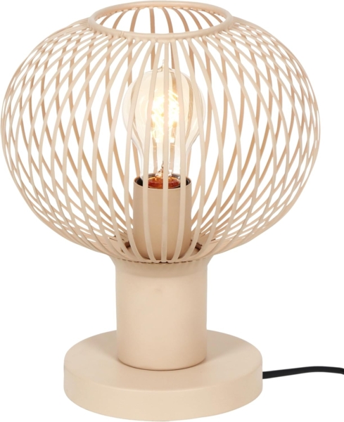 Tischleuchte GILA mit Gitter Lampenschirm Beige, Höhe 28cm