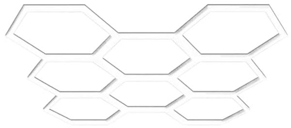 BarberPub Hexagon LED Garage Light, 30240LM 6500K Hexagon LED Beleuchtung für Werkstatt, Friseursalon, PVC Abdeckung 8 Grid, (LP008/nicht dimmbar)