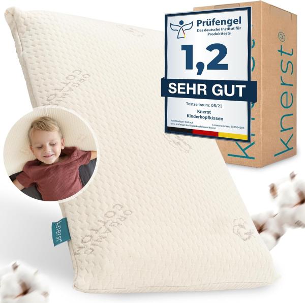 KNERST Kopfkissen Kinderkissen Memory Schaum 2-5 Jahre u. 6-10 Jahre, Füllung: CosyPUR Memory Gedächtnisschaum, Seitenschläfer, Bauchschläfer, Rückenschläfer, perfekte Balance zwischen Unterstützung und Gemütlichkeit