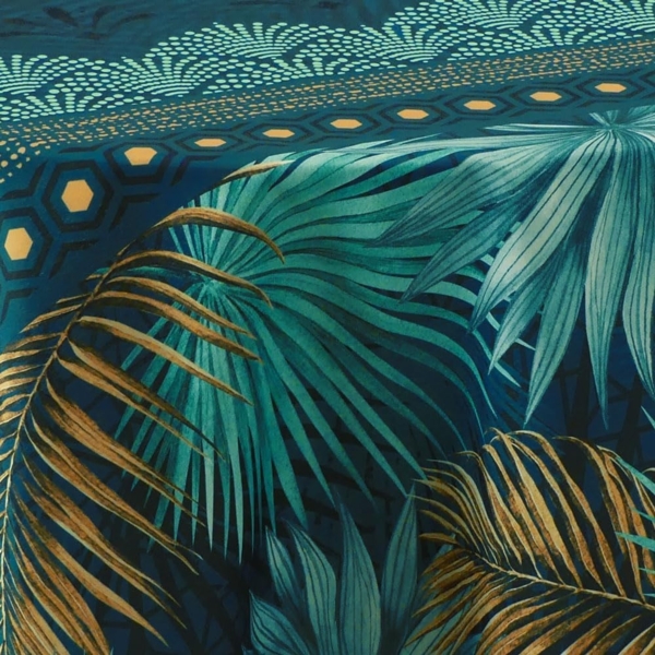 Le linge de Jules Paraiso Tischdecke, schmutzabweisend, oval, 150x240 cm, Blau, Grün, Senf Bild 2