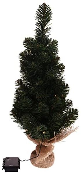Weihnachtsbaum künstlich grün 60cm LED Jutesack Christbaum Weihnachtslicht Timer