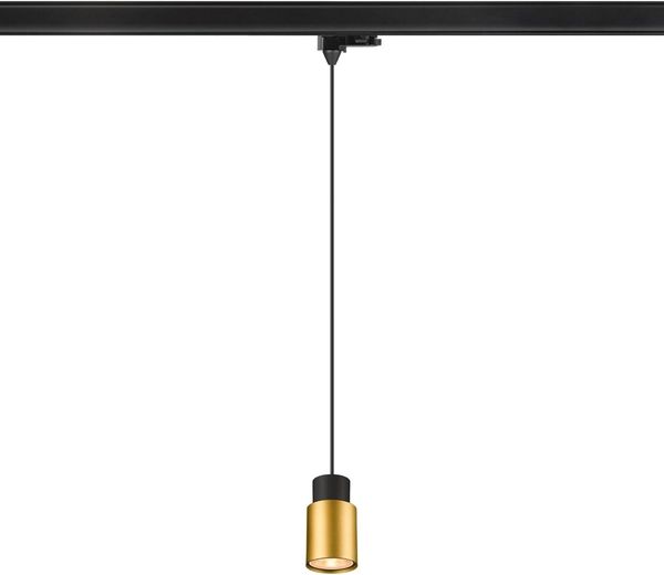 SLV PURI 2.0 Tube, 3~ Pendelleuchte, GU10, Pendellänge 200cm, 1x max. 6W, schwarz / gold - Leuchten mit 3 Phasen Adapter 230V