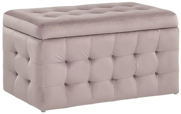 Aufbewahrungshocker MICHIGAN Samtstoff Rosa
