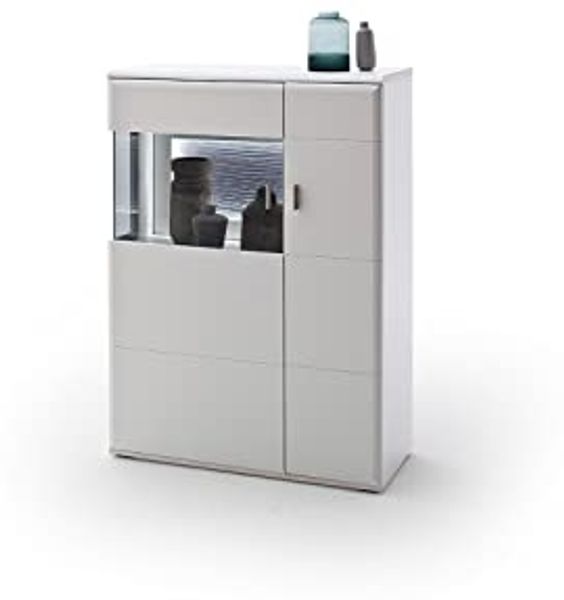 Kleines Highboard Amora - Weiß matt