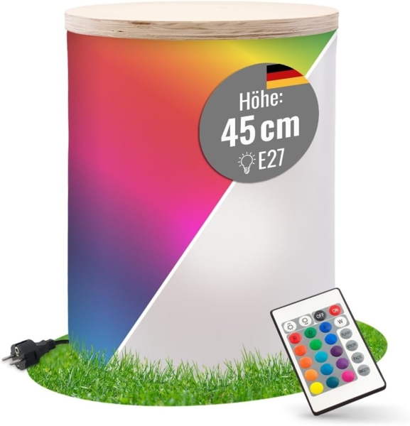 Leuchttisch Hocker Shining Drum Beistelltisch (weiß RGB )