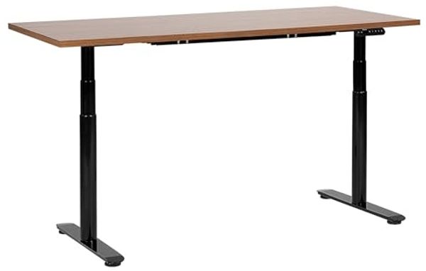 Höhenverstellbarer Schreibtisch Elektrisch Dunkler Holzfarbton Destin IV