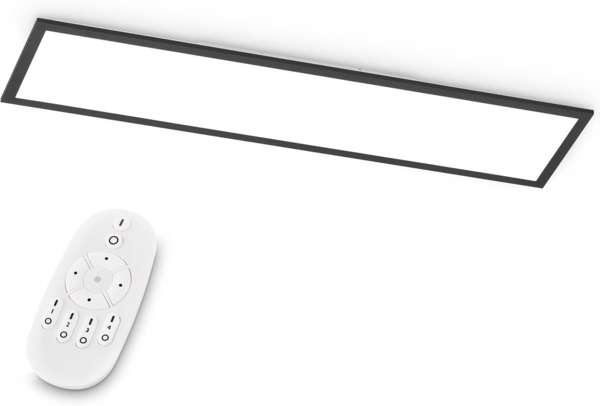Eglo 75565 BEST CHOICE EGLO LED Deckenleuchte Bottazzo, Deckenlampe 100x25 cm, Panel ultraflach aus Aluminium, Kunststoff in Schwarz, mit Fernbedienung dimmbar, Farbtemperaturwechsel (warmweiß – kaltweiß)