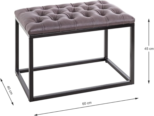 HAKU Möbel Hocker, Metall, schwarz-anthrazit, B 60 x T 40 x H 45 cm Bild 3