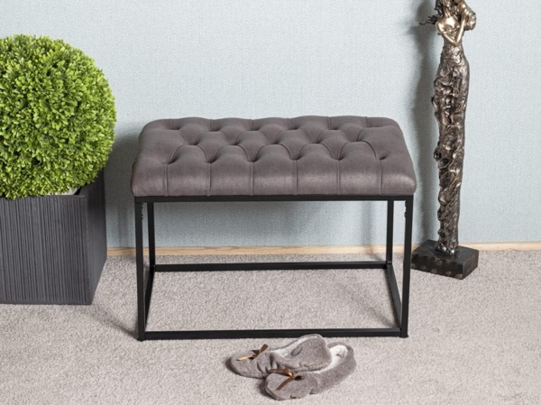 HAKU Möbel Hocker, Metall, schwarz-anthrazit, B 60 x T 40 x H 45 cm Bild 2