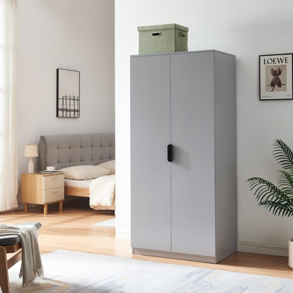 Kleiderschrank Eiselfing 176x80x52 cm 1 Fach Grau [en. casa]