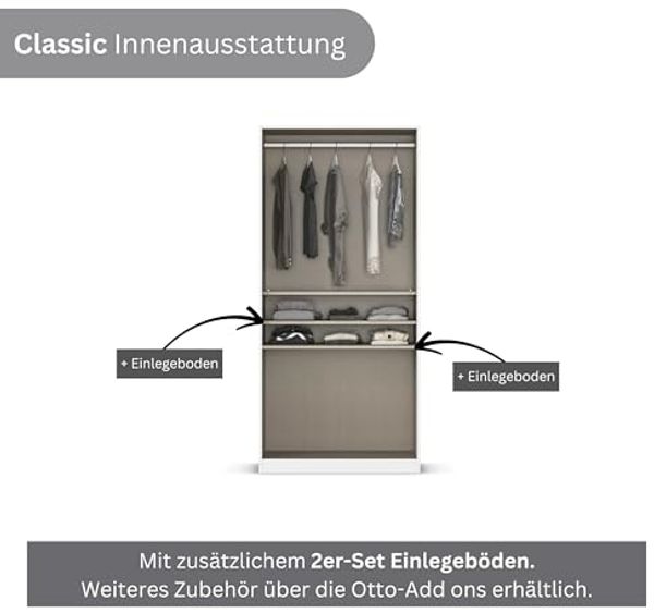 Rauch Möbel Costa, Kleiderschrank für Schlafzimmer, Kinderzimmer, Babyzimmer, Garderobe, Flur, 2-türig, 2 Schubladen, Push-to-Open, mit Zubehör Classic, Farbe Beige/Eiche Artisan, Holz, Breite 91 cm Bild 6