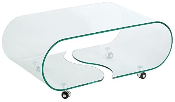 riess-ambiente Couchtisch FANTOME 90cm transparent, Wohnzimmer · Glas · rund · auf Rollen · Modern Design