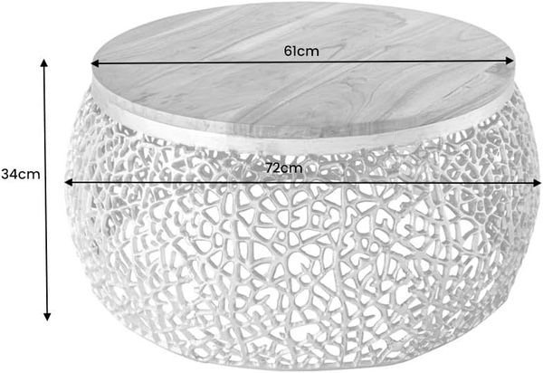 riess-ambiente Couchtisch ABSTRACT LEAF Ø75cm gold / braun (Einzelartikel, 1-St), Wohnzimmer · Massivholz · Metall · rund · handmade · Modern Design Bild 7