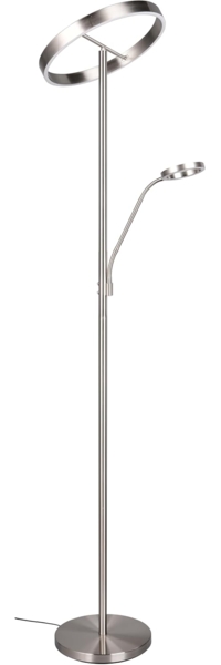 LED Stehlampe WILLIS Silber mit Leselampe, dimmbar & 3 Lichtfarben, 180cm groß