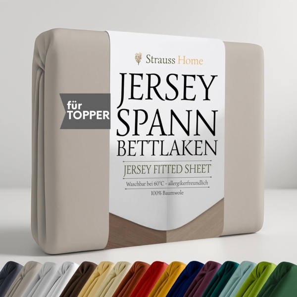 Strauss Home Spannbettlaken Premium Topper Spannbettlaken 150GSM für Matratzen-Topper 10cm Höhe, Gummizug: Rundumgummi, für Topper mit einer Höhe von 10cm, OEKO-TEX zertifiziert