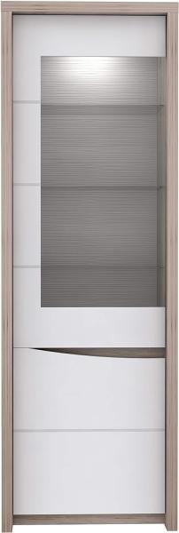 FORTE Saint Tropez Vitrine mit LED Beleuchtung, Holzwerkstoff, Beige/Braun/Weiß, 63 x 190 x 42 cm