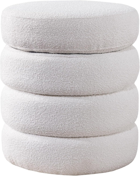 riess-ambiente Sitzhocker VOGUE Ø50cm creme weiß (Einzelartikel, 1 St), Wohnzimmer · Bouclé · rund · mit Stauraum · Scandinavian Design