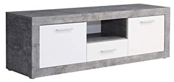 FORTE Baccio TV-Unterschrank, Holzwerkstoff, Grau/Weiß, 147,7 x 49,8 x 41 cm