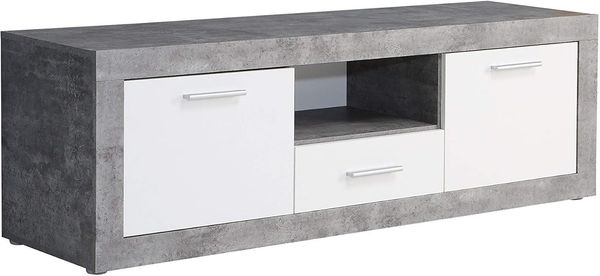 FORTE Baccio TV-Unterschrank, Holzwerkstoff, Grau/Weiß, 147,7 x 49,8 x 41 cm