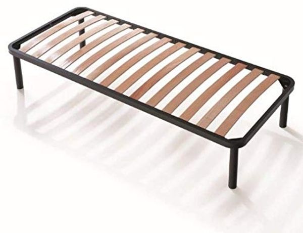 EVERGREENWEB - Orthopädisches Bett Lattenrost 90x195 hoch 35cm Leisten Extra Komfort aus Buche Holz Verstärkt mit 4 Füße Abnehmbar Rahmen aus Stahl Bettgestell für alle Betten und Matratzen Einzelbett