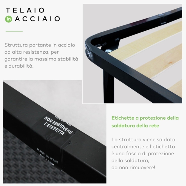 EVERGREENWEB - Orthopädisches Bett Lattenrost 90x195 hoch 35cm Leisten Extra Komfort aus Buche Holz Verstärkt mit 4 Füße Abnehmbar Rahmen aus Stahl Bettgestell für alle Betten und Matratzen Einzelbett Bild 5