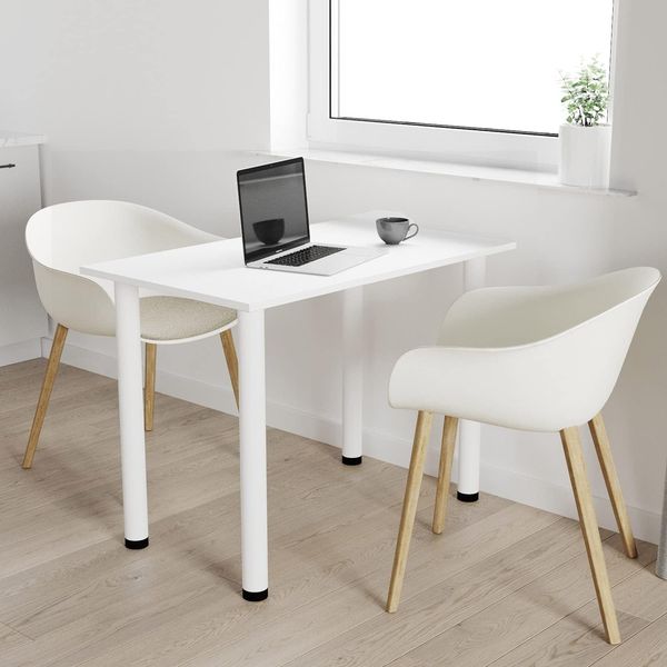 120x60 | Esszimmertisch - Esstisch - Tisch mit weißen Beinen - Küchentisch - Bürotisch | Weiss