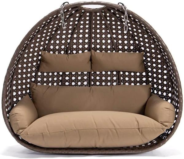 HOME DELUXE Polyrattan Hängesesselnur Korb und Kissen TWIN - Braun