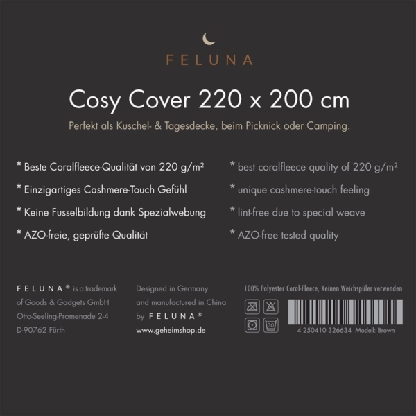 Wohndecke FELUNA Coral Fleece Kuscheldecke XXL – Superweicher Cashmere-Touch, Feluna, Tagesdecke Kaschmir-Touch 220 x 200 cm Bild 8