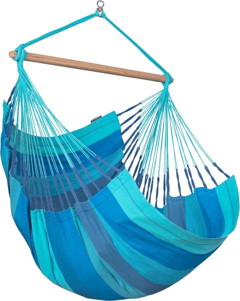 La Siesta Hängesessel HABANA Comfort lagoon blau Lounger aus Bio-Baumwolle Hängematte Hängestuhl