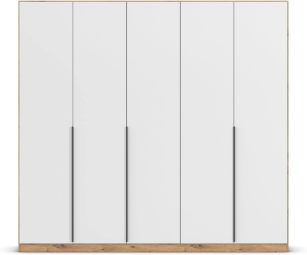 Rauch Möbel Alabama, Kleiderschrank, Garderobenschrank, 5-türig, Zubehör Classic, 3 Kleiderstangen, 6 Einlegeböden, Farbe Weiß/Eiche Artisan, Holz, Griff Grau metallic, 226 x 210 x 54 cm Bild 8