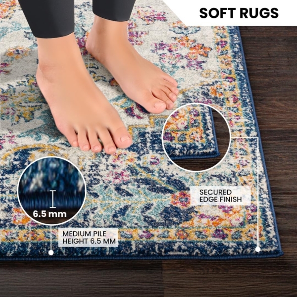 Livabliss Teppich MUNICH, rechteckig, Höhe: 11 mm, Vintage Orientteppich, Kurzflor Boho Wohnzimmerteppich, Läufer Bild 4