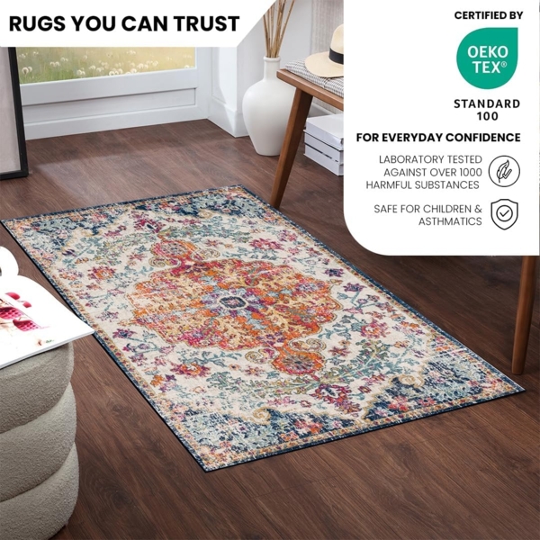 Livabliss Teppich MUNICH, rechteckig, Höhe: 11 mm, Vintage Orientteppich, Kurzflor Boho Wohnzimmerteppich, Läufer Bild 3