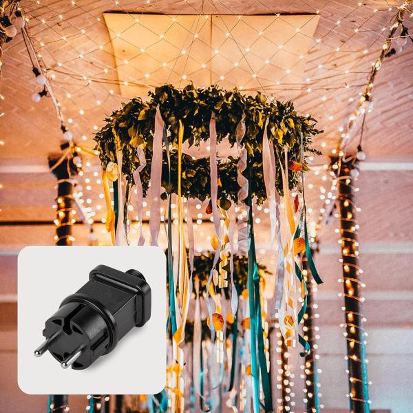 hellum-Lichternetz außen warmweiße Buschbeleuchtung 208 warm-weiße LED 3x3m für Balkon Hauswand Beleuchtung von Pavillon Garten für Party Weihnachten Hochzeit