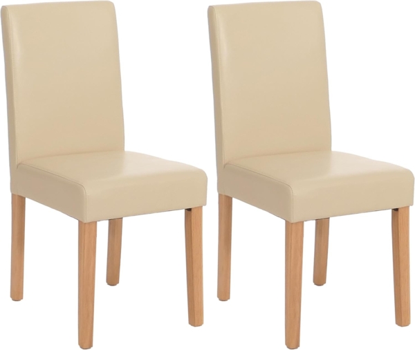 2er-Set Esszimmerstuhl Stuhl Küchenstuhl Littau ~ Kunstleder, creme, helle Beine