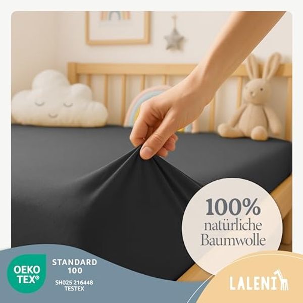 Laleni Spannbettlaken Atmungsaktives weiches und wärmendes Spannbettlaken, Baumwolle, Gummizug: rundum, (1 Stück), Kinderbett, Spielgitter, Wiege oder Stubenwagen mit Rundumgummizug Bild 3