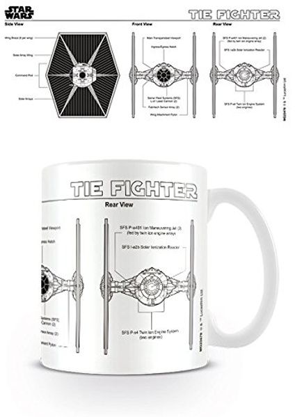empireposter Star Wars Tie Fighter Sketch Größe (cm), ca. Ø8,5 H9,5 Beschreibung: Krieg der Sterne Keramik Tasse, weiß, bedruckt, Fassungsvermögen 320 ml, spülmaschinen und mikrowellenfest