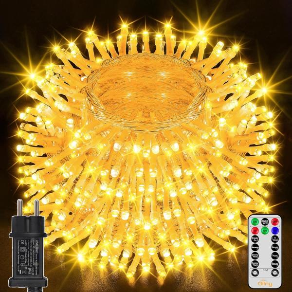 Ollny Lichterkette außen 40M 400 LED, Weihnachtsbeleuchtung außen 8 Modi mit Fernbedienung Timer, IP44 wasserdicht Lichterkette für innen und aussen, Weihnachten Party Hochzeit Garten (warmweiß)