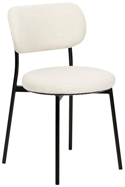 Esszimmerstuhl 2er Set CASEY Bouclé Cremeweiß