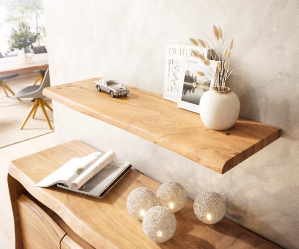 Wandregal Live-Edge 100 cm Akazie Natur Baumkante massiv Bild 4