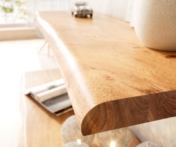 Wandregal Live-Edge 100 cm Akazie Natur Baumkante massiv Bild 6