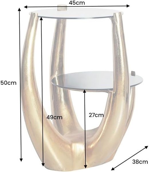riess-ambiente Beistelltisch LEVELS 50cm gold antik / schwarz · Wohnzimmertisch mit 2 Tischplatten (Einzelartikel, 1-St), Schlafzimmer · Metall-Gestell · rund · handmade · Glasplatte Bild 3