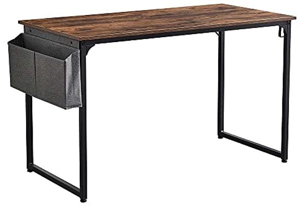 BAKAJI Schreibtisch Arbeitstisch PC-Tisch Arbeitsplatte aus MDF mit Metallrahmen Organizer Organizer Stoffträger und Haken Haus Büro modernes Industriedesign 120x60 x H74 cm Bild 3