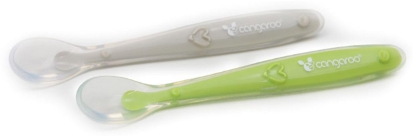 Cangaroo Babylöffel 2er Set TC5010 Silikon, langer Griff, flache Löffelschale grün