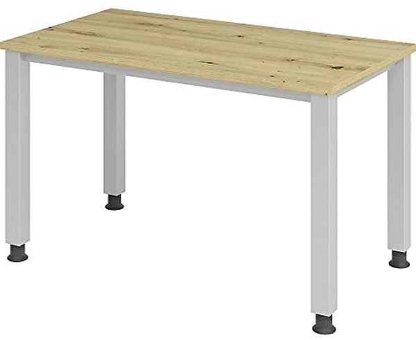 Schreibtisch 4-Fuß-rund 120x67 cm Asteiche/Silber