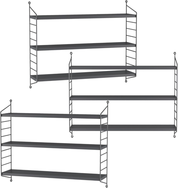 Modulares Wandregal Strängnäs 3er Set Dunkelgrau [en. casa]